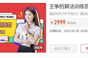 王争的算法训练营(第5期),数据结构和算法技能提升培训 价值2999