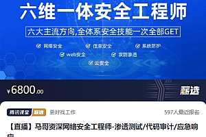 六维一体安全网络安全工程师,渗透测试/代码审计/应急响应,价值6800