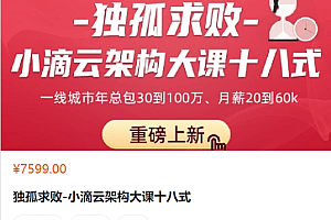 独孤求败:小滴云架构大课十八式,视频+资料,价值7599